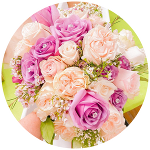 pink and peach bridal bouquet 